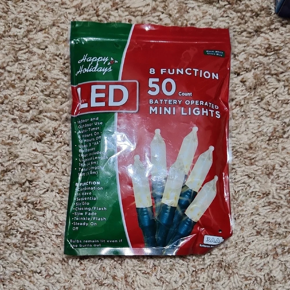 LED Mini Lights - 50 Count, Red and Green